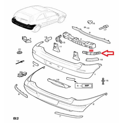 Arka Tampon Bağlantı Ayağı (Opel, Corsa C) (13131177) Arka Tampon Bağlantı Ayağı (Opel, Corsa C) (13131177)